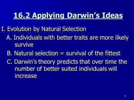 16.2 Applying Darwin’s Ideas