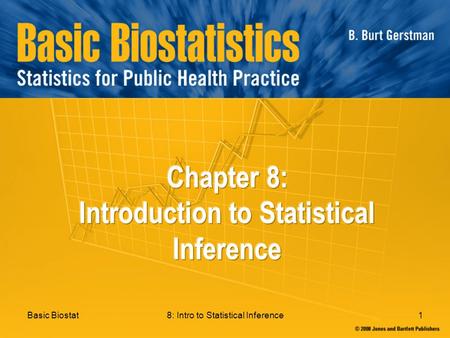 Basic Biostat8: Intro to Statistical Inference1. In Chapter 8: 8.1 Concepts 8.2 Sampling Behavior of a Mean 8.3 Sampling Behavior of a Count and Proportion.