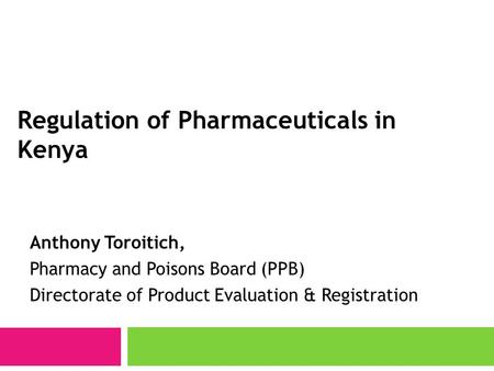 Regulation of Pharmaceuticals in Kenya