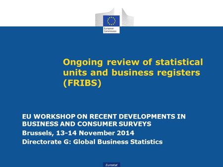 Ongoing review of statistical units and business registers (FRIBS)