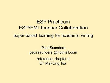 ESP/EMI Teacher Collaboration