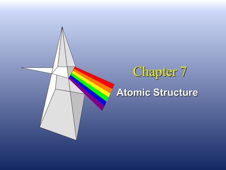 Chapter 7 Atomic Structure. Niels Bohr n He said the atom was like a solar system. n The electrons were attracted to the nucleus because of opposite.