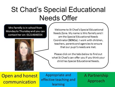 St Chad’s Special Educational Needs Offer