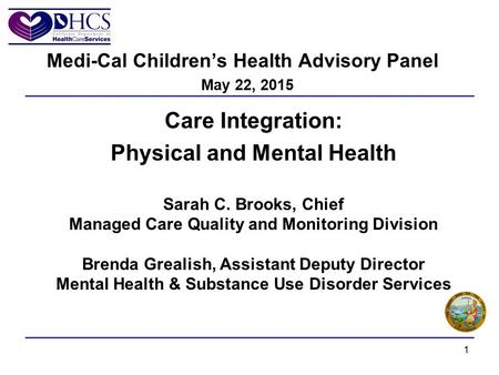 Care Integration: Physical and Mental Health