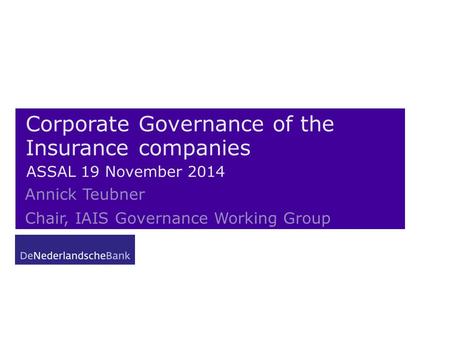 Corporate Governance of the Insurance companies