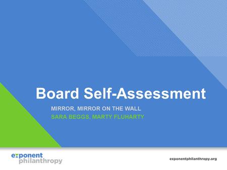 Board Self-Assessment MIRROR, MIRROR ON THE WALL SARA BEGGS, MARTY FLUHARTY.