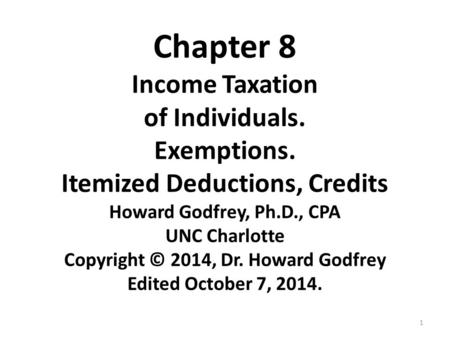 Chapter 8 Income Taxation of Individuals. Exemptions