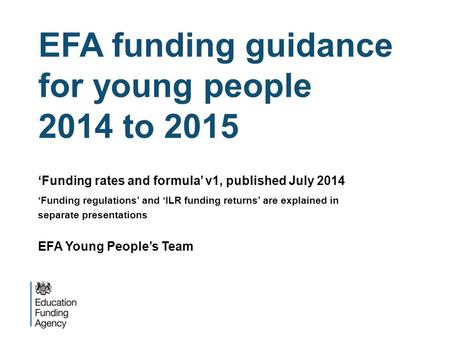EFA funding guidance for young people 2014 to 2015
