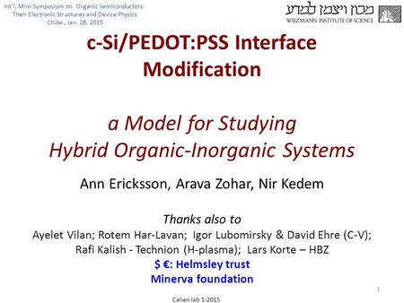 Int’l. Mini-Symposium on  Organic Semiconductors: