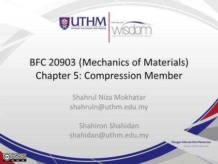 BFC (Mechanics of Materials) Chapter 5: Compression Member