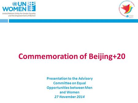 Commemoration of Beijing+20 Presentation to the Advisory Committee on Equal Opportunities between Men and Women 27 November 2014.