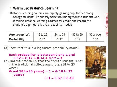 Warm up: Distance Learning
