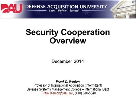 Security Cooperation Overview