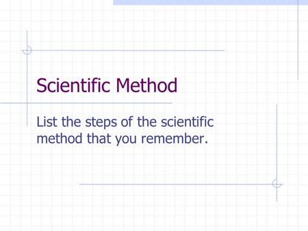 List the steps of the scientific method that you remember.