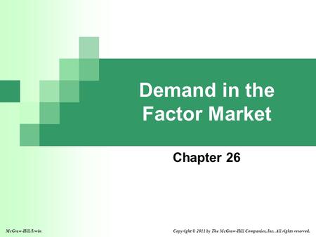 Demand in the Factor Market