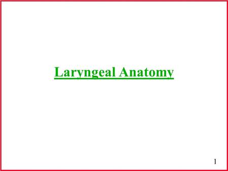 Laryngeal Anatomy.