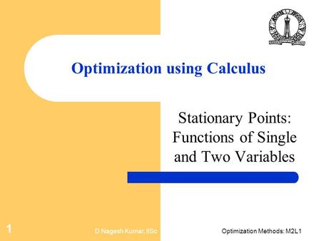 Optimization using Calculus