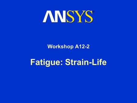 Workshop A12-2 Fatigue: Strain-Life.