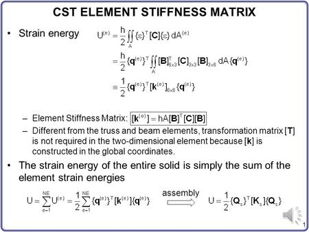 CST ELEMENT STIFFNESS MATRIX