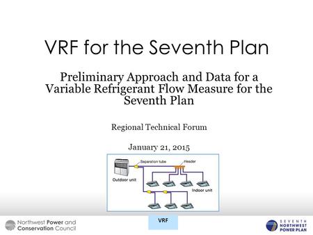 VRF for the Seventh Plan Preliminary Approach and Data for a Variable Refrigerant Flow Measure for the Seventh Plan Regional Technical Forum January 21,