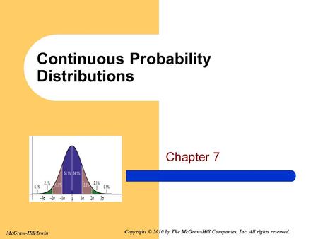 McGraw-Hill/Irwin Copyright © 2010 by The McGraw-Hill Companies, Inc. All rights reserved. Continuous Probability Distributions Chapter 7.