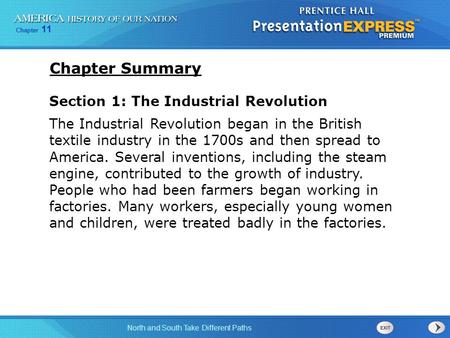 Chapter Summary Section 1: The Industrial Revolution