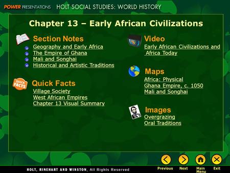 Chapter 13 – Early African Civilizations