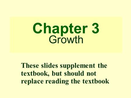 Chapter 3 Growth These slides supplement the textbook, but should not replace reading the textbook.