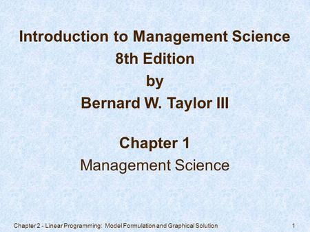 Introduction to Management Science