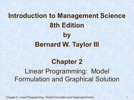 Introduction to Management Science