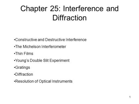 Chapter 25: Interference and Diffraction