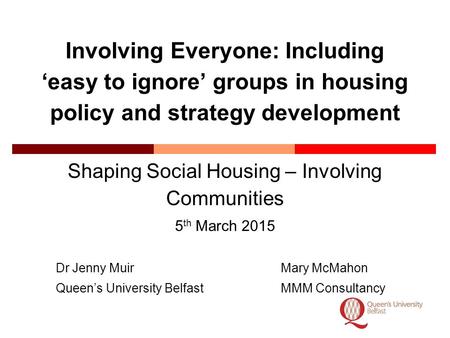 Shaping Social Housing – Involving Communities