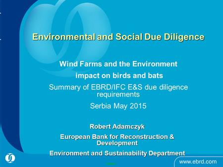 Environmental and Social Due Diligence