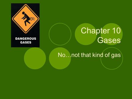 Chapter 10 Gases No…not that kind of gas. Kinetic Molecular Theory of Gases Kinetic Molecular Theory of Gases – Based on the assumption that gas molecules.