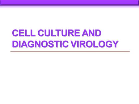 CELL CULTURE AND DIAGNOSTIC VIROLOGY. Since the discovery by Enders (1949) that polioviruses could be cultured tissue, cell culture has become a very.