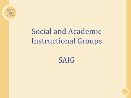 Social and Academic Instructional Groups SAIG