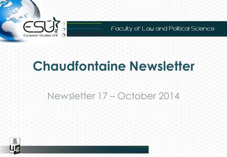 Chaudfontaine Newsletter Newsletter 17 – October 2014.