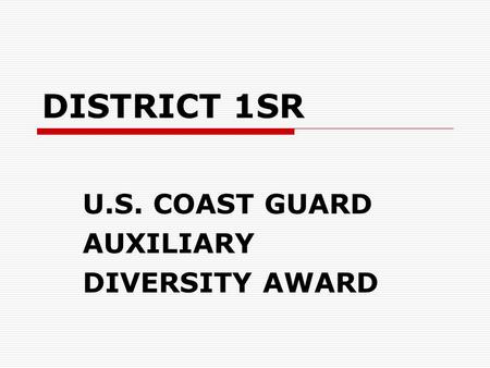 DISTRICT 1SR U.S. COAST GUARD AUXILIARY DIVERSITY AWARD.
