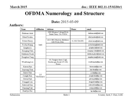 OFDMA Numerology and Structure