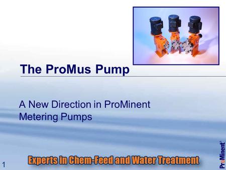 1 The ProMus Pump A New Direction in ProMinent Metering Pumps.