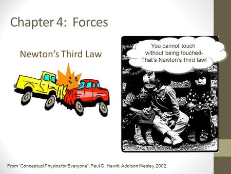 Chapter 4: Forces Newton’s Third Law You cannot touch