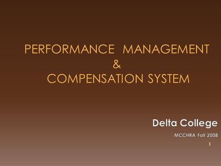 PERFORMANCE MANAGEMENT & COMPENSATION SYSTEM