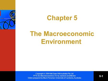 Copyright  2004 McGraw-Hill Australia Pty Ltd PPTs t/a Macroeconomics 7/e by Jackson and McIver Slides prepared by Muni Perumal, University of Canberra,