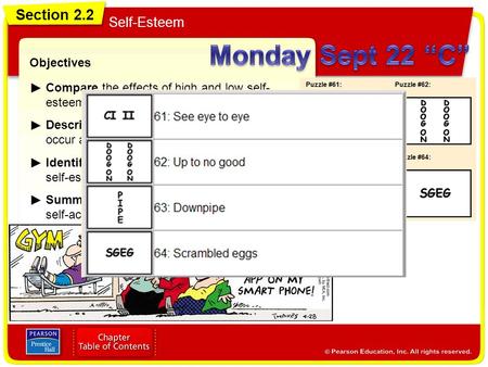 Monday Sept 22 “C” Section 2.2 Self-Esteem Objectives