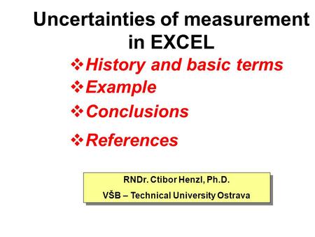 Uncertainties of measurement in EXCEL