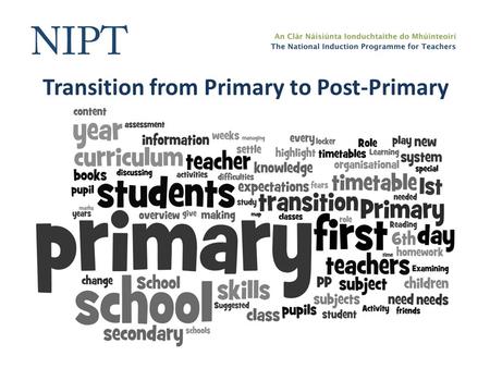 Transition from Primary to Post-Primary. Working together in the workshops will involve… Confidentiality Participation Contributing to group learning.