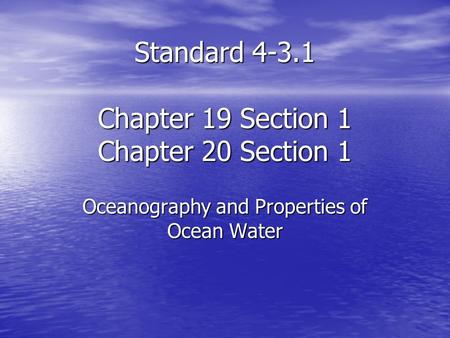 Standard Chapter 19 Section 1 Chapter 20 Section 1