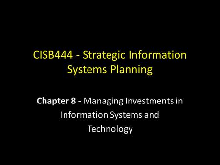CISB444 - Strategic Information Systems Planning