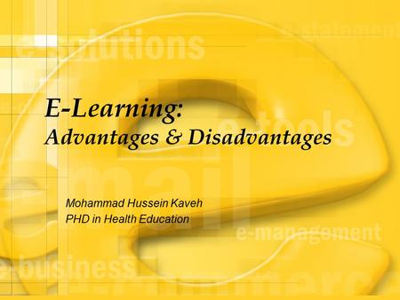 E-Learning: Advantages & Disadvantages