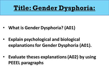 Title: Gender Dysphoria: